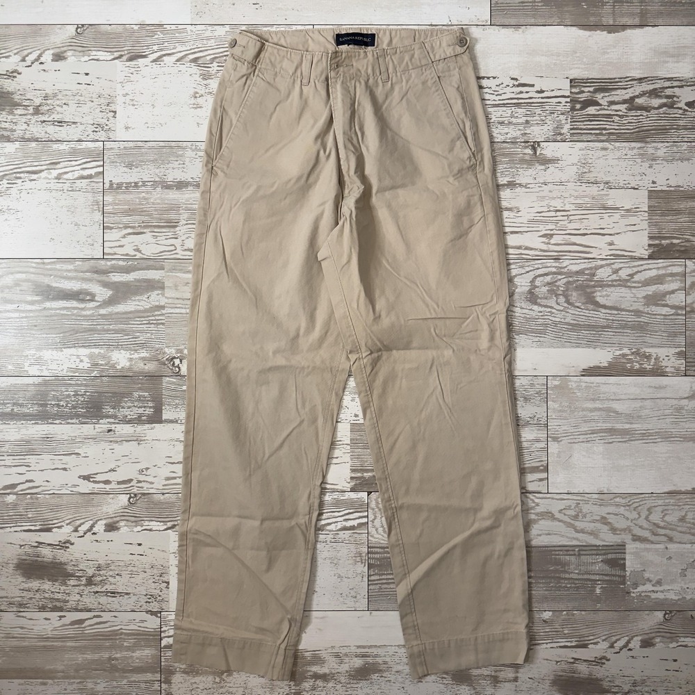 Banana Republic Pants‎ Mens 34x30 Beige Canvas Chino Adjustable Waist Straight